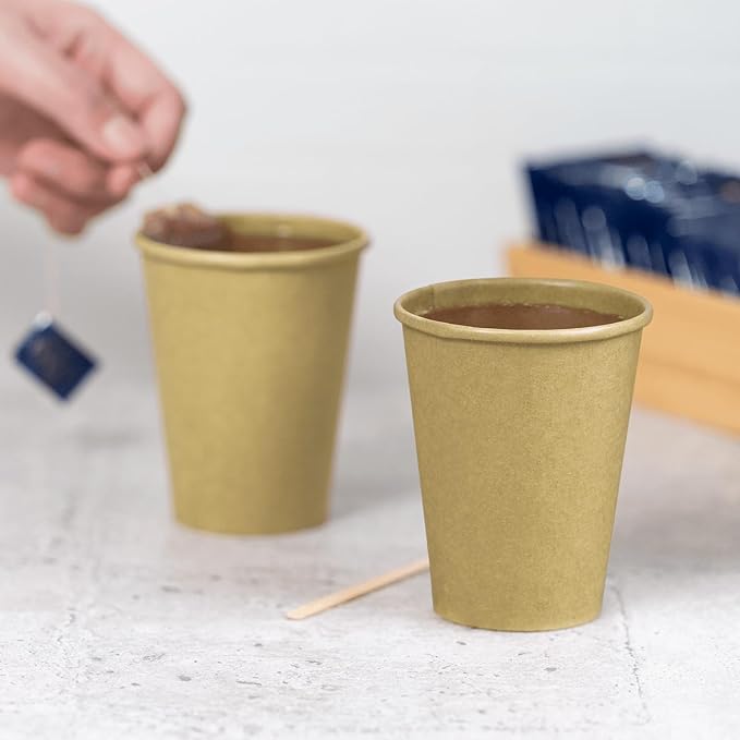 Karat 8oz Kraft Paper Coffee Cups [1,000 ct] Disposable, Leak-Resistant Double Poly-Lined Hot Cups | Ideal for Cafes & Offices, 80mm