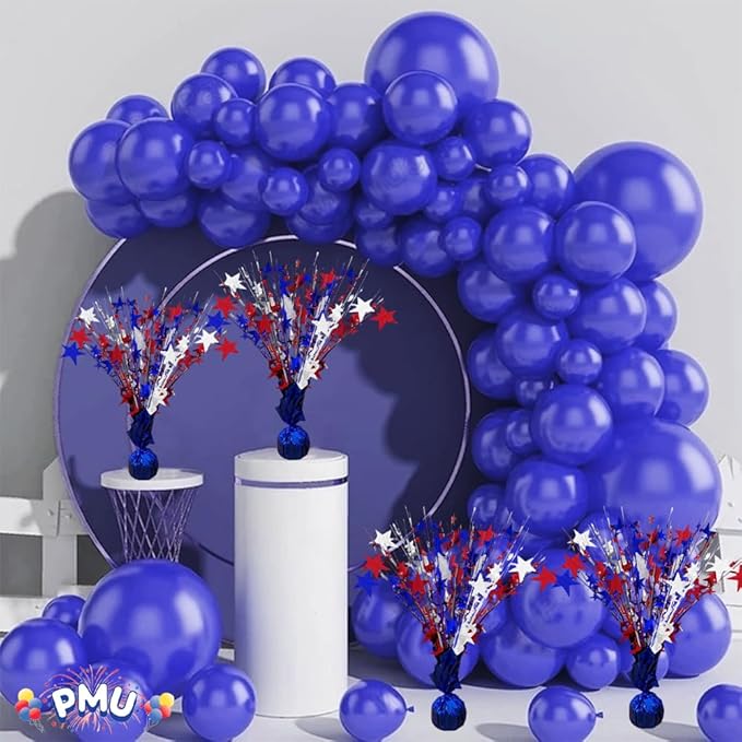 PMU 12Pc Patriotic Bursting Star Centerpiece For Table Décor, Table Balloon Weights for Veterans, Independence Day, Red, White & Blue | 15in