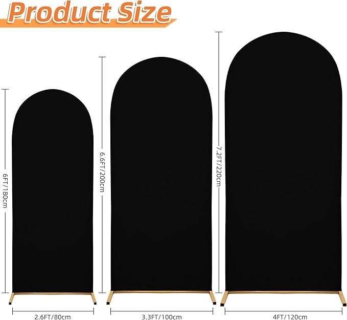 3-Piece Arch Cover Bundle – 7.2FT, 6.6FT & 6FT Stretch Spandex Backdrop Set – Wedding, Birthday & Photo Booth Arch Covers for Every Event