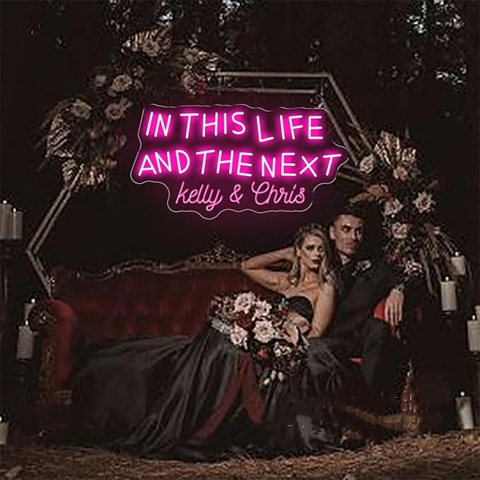 In This Life And The Next Neon Sign Custom Gothic Wedding Name LED Neon Light Personalized Wedding Party Backdrop Decor Home Wall Decor Gift for Newly