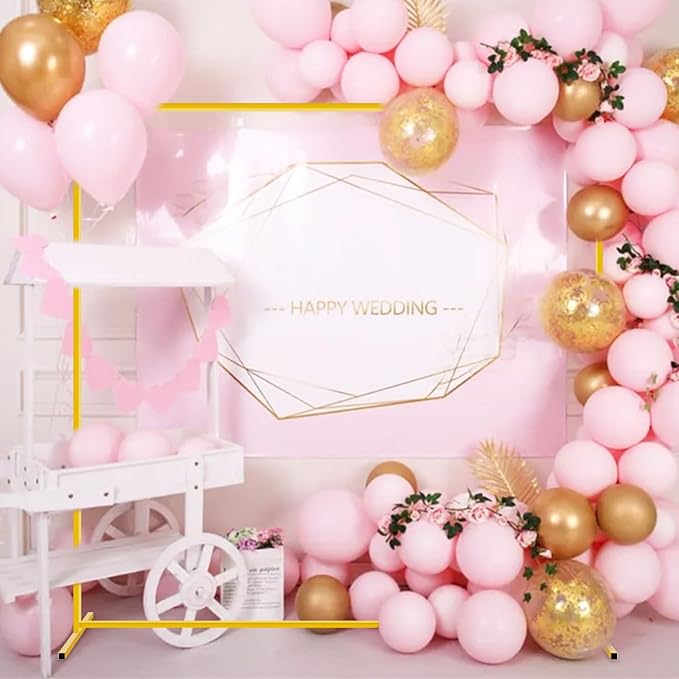 Metal Arch Stand and Cover Set Wedding Arches Backdrop Stands Square 6.6FTx6.6FT Portable Balloon Arched Frame Stand with Black Arch Cover Spandex for Wedding Birthday Party Ceremony Decor