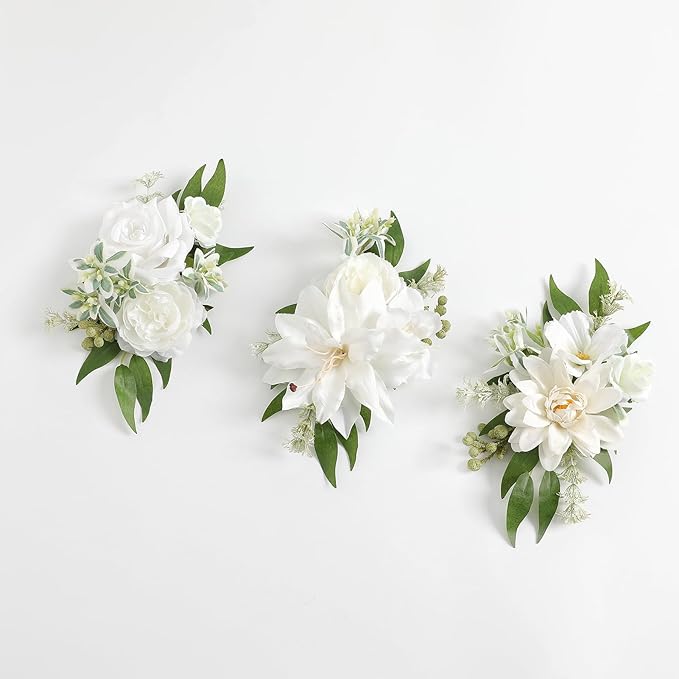 Serra Flora 3Pcs Pre-made Silk Flowers Cake Topper Wedding Artificial Flowers Decor Artificial Rose Cake Decorations for Birthday Baby Shower Engagement Anniversary Party Supplies.