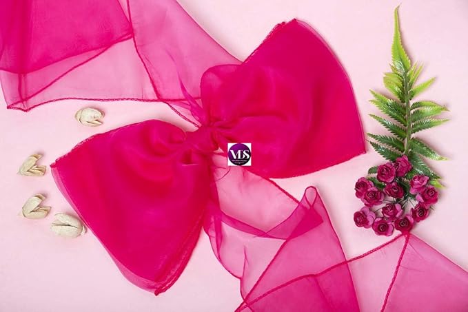 VDS Pack of 100 | Magenta | Organza Chair Sashes Crystal Sheer Tulle Dining Chair Bows Tie Ribbon for Wedding Birthday Graduation Engagement Ceremony Event Party Banquet Venue Hotel Decoration