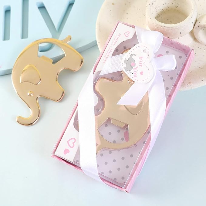 Set of 24 Elephant Bottle Opener Baby Shower Party Favor for Guests Elephant Shaped Bottle Opener Baby Shower Favors Birthday Bridal Shower Souvenirs Wedding Favor Gift (24, Pink)
