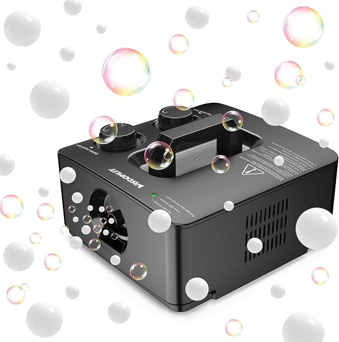 Fog Bubble Machine, 2-in-1 Smoke Bubble Maker, 400W No-Spill Fog Bubble Blower, 8000+ Colorful/Fog Bubbles for Kids Toddlers Indoor Outdoor Birthday Party (Black)