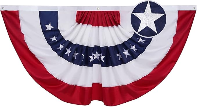 Homissor American Flag Bunting Outdoor 4x8 Ft US Pleated Fan Flag Embroidered Stars USA Pleated Buntings