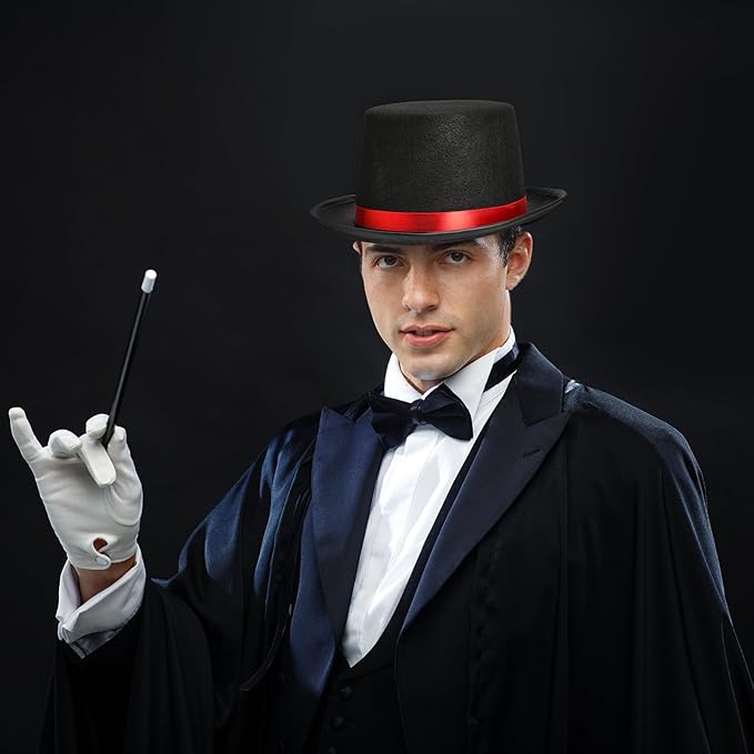 SATINIOR 12 Pcs Felt Top Hats Bulk Costume Hats for Men Women Magician Steampunk Dress up Movie Night Cosplay Party Supplies