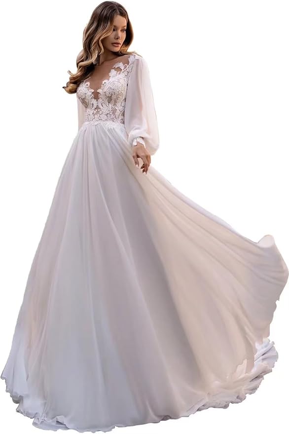 Boho Lace Wedding Dresses for Bride 2026 Tulle Long Sleeve Wedding Dress Ball Gowns Satin Mermaid Bridal Gown