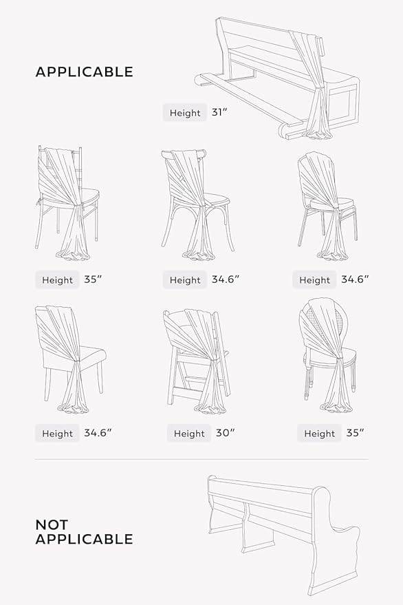 Ling's Moment Wedding Chiffon Chair Sashes Cover Aisle Decorations Draping Fabric Wrinkle-Free with Tie 16 Pcs Almond Golden Glove for Party Ceremony Reception Floral Arrangement Banquet Outdoor Decor