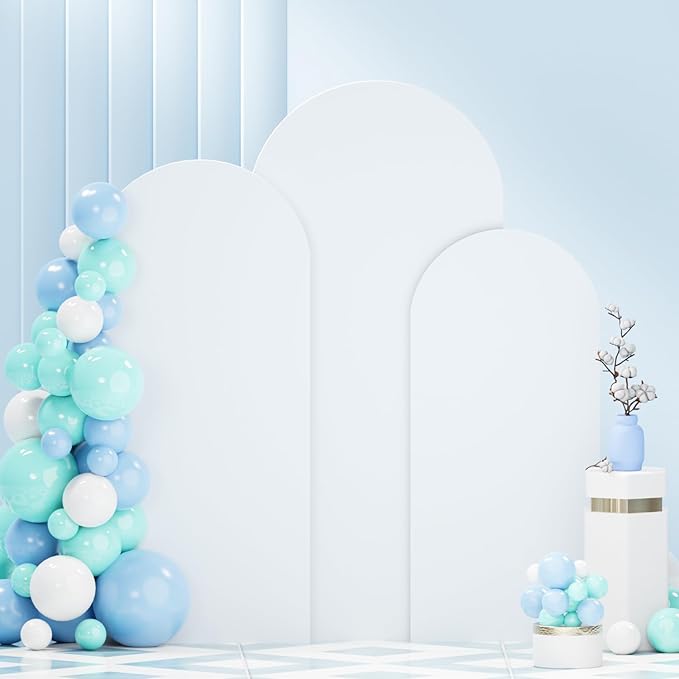 White Arch Cover Set of 3 Wedding Arch Backdrop Covers 4 5 6 FT Round Top Arch Cover Spandex Fitted Wedding Arched Backdrop Cover Arch Stand Covers for Birthday Party Ceremony Decorations