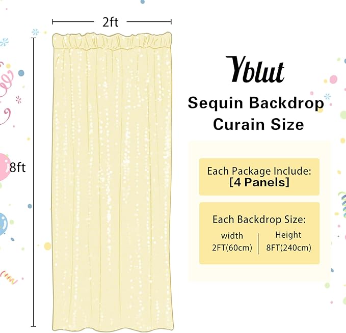 Navy Blue Sequin Backdrop Curtain 4 Pieces 2FTx8FT Glitter Photography Backdrop for Party Wedding Birthday Christmas Decorations