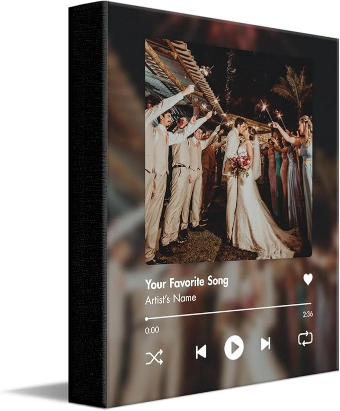 Personal-Prints CUSTOM SONG | Custom Song Title and Photo Wedding Wall Art Gift | Personalized Photos & Song | Anniversary, Wedding, Valentine's Day Gift (8"x10" Stretched Canvas)