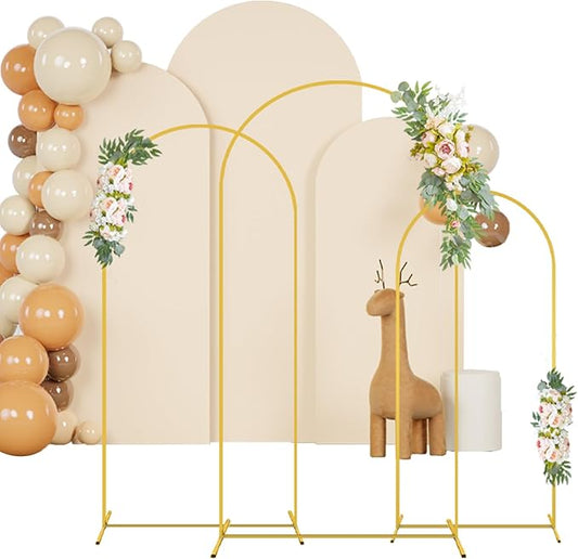 Wedding Arch Stand and Cover Set 6FT 6.6FT 7.2FT Wedding Arch Stand Beige Arched Cover Balloon Stand Frame Chiara Backdrop Covers for Birthday Party Bridal Baby Shower Banquet Decor