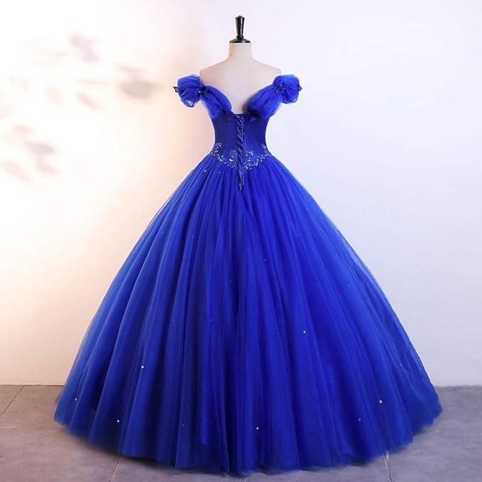Engerla Women's Beading Sweetheart Ball Gown Tulle Layed Long Quinceanera Dress