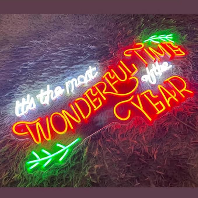It's The Most Wonderful Time Of The Year Neon Sign, Xmas Holiday Decor, Christmas Led Light Wall Décor Size:23inches