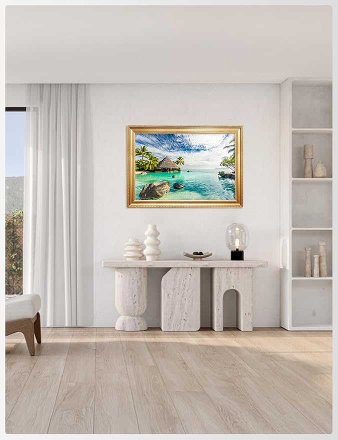 IPIC - "Tropical Memories Personalized Framed Wall Art, Custom Beach Canvas Print with Solid Wood Frame, A Personalized Gift with Name and Date for Couple, Wedding, or Anniversary