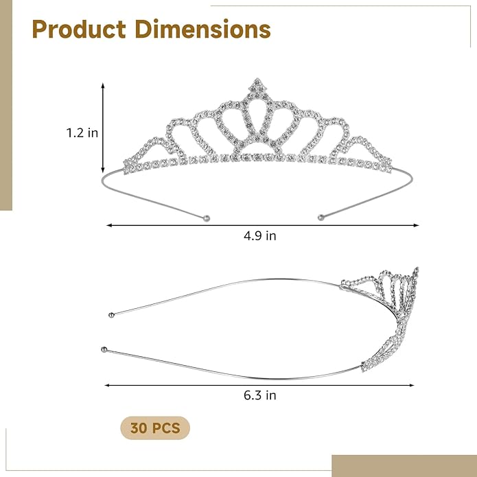 30 Pcs Tiaras Crowns Headbands for Women Girls, Silver Princess Tiara Bulk, Tiaras Rapunzel Crowns for Wedding Birthday Crystal Tiara for Prom, Bride, Pageant, Halloween