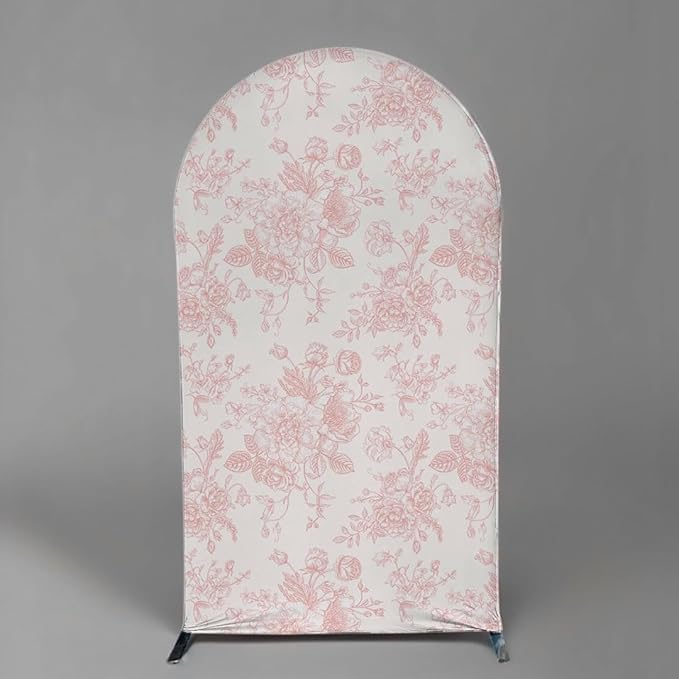 Arch Backdrop Cover Baby in Bloom Baby Shower Elastic Spandex Fabric Blue Pink Flower Floral Bows Girl Birthday Party Baptism Decoration (Customized,G4014)