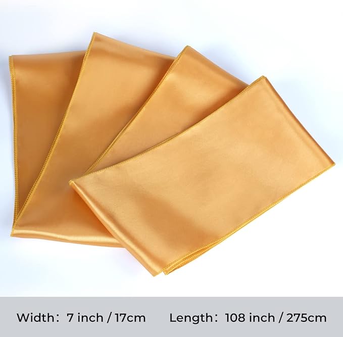 Babenest Satin Chair Sashes Ties Upgraded 50 pcs Chair Ribbons Bows for Wedding Banquet Party Christmas Baby Shower Events Decoration (Gold)