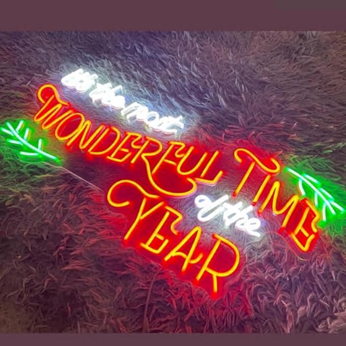It's The Most Wonderful Time Of The Year Neon Sign, Xmas Holiday Decor, Christmas Led Light Wall Décor Size:23inches