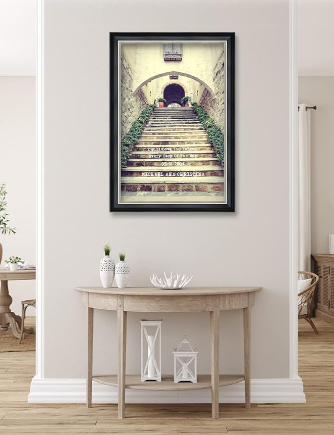 IPIC - Love You Every Step, Personalized Ideal Gift Custom Framed Wall Art with Names and Date, Giclee Prints with Solid Wood Frame, Unique and Memorable Present. Wall Art for Home Decor.