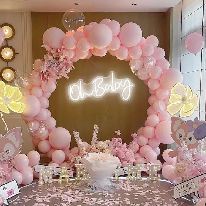 Oh Baby Neon Sign for Backdrop Wall Decor LED Neon Lights for Baby Shower Decorations Boy and Girl Baby Room Decor LED Light Up Sign for Party Decorations Photo Prop USB 21.7x10 Inch (white)