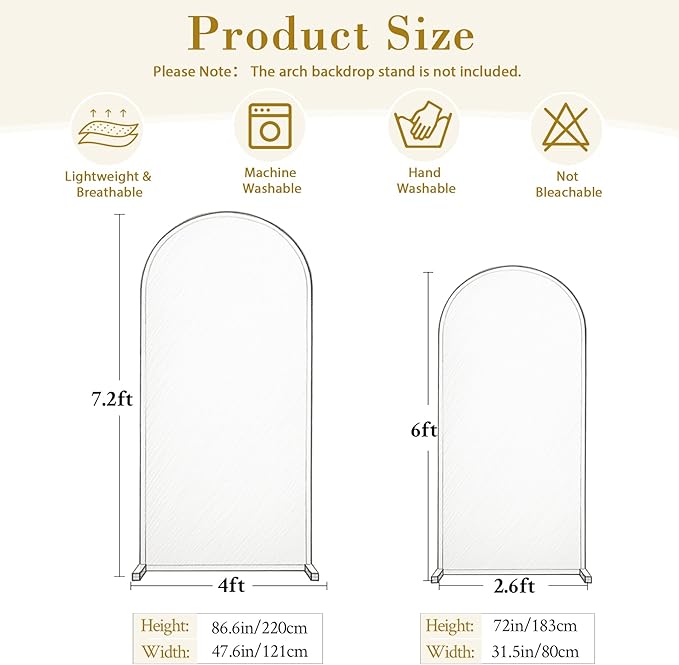 White Blue Photo Arch Backdrop Cover Set of 2 Spandex 7.2 and 6ft Arch Covers Stretchy Backdrop Baby Shower Arch Stand Covers for Boys Birthday Party Wedding Balloon Arch Background Decorations