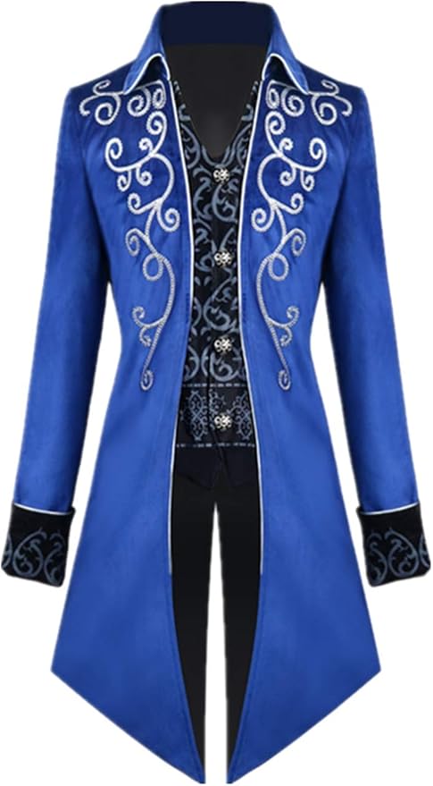 Crubelon Men's Steampunk Vintage Tailcoat Jacket Gothic Victorian Frock Coat Uniform Halloween Costume
