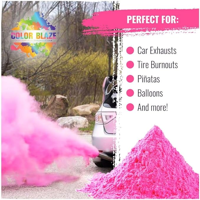 Color Blaze Baby Gender Reveal Color Powder - 10lbs of Pink Colored Powder - For Girl - Use in Color Blasters, Car Burnout, Exhaust, Toss, Photoshoot & Party - Pack of 2 Bags of 5lbs Each - Pink