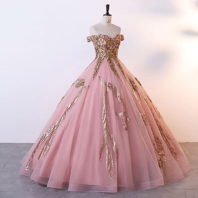 Engerla Women's Beading Sweetheart Ball Gown Tulle Layed Long Quinceanera Dress