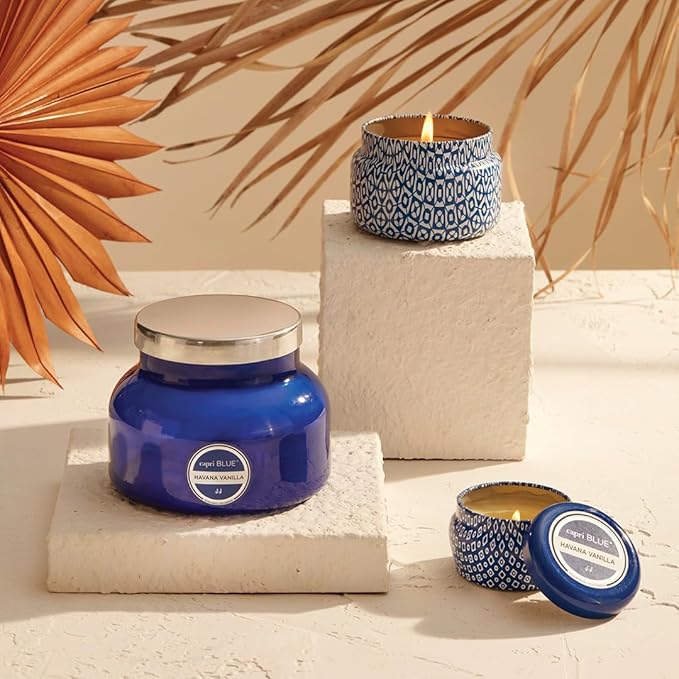 Capri Blue Scented Candles - Soy Candle Wax Blend - Jar Candles - Blue Candle Gifts for Women & Men - Luxury Candles for Home Scented with Vanilla, Bergamot & Sandalwood - Havana Vanilla (19 oz)