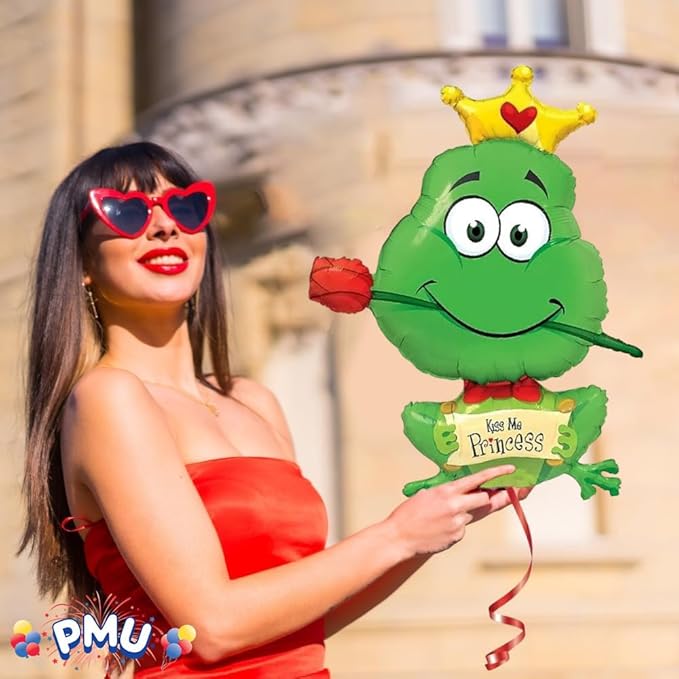 PMU Valentine's Day Frog-Kiss Me Princess 39in Mylar-Foil Balloon (25/pkg) Pkg/1