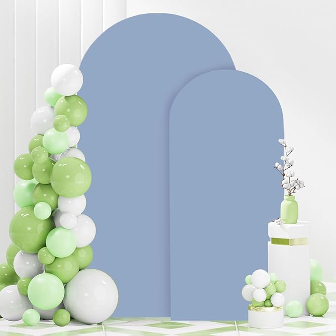 Wedding Arch Cover Set of 2 Dusty Blue Wedding Arch Cover 6FT 7.2FT Spandex Arch Cover Set for Birthday Party Boho Balloon Arch Stand Covers Set for Reception Party Metal Stand Decorations