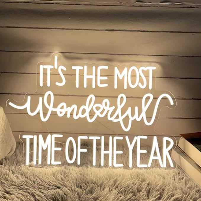 It's the Most Wonderful Time of the Year Neon Sign Merry Christmas Led Neon Light Size:20 x 13.5 inches