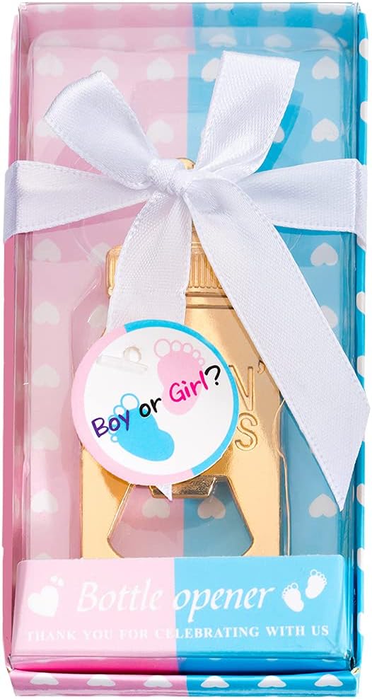 24Pack Baby Bottle Openers for Baby Shower Favors Gifts, Boy or Girl Gender Reveal Party Favors,Poppin Bottles Openers with Gifts Box used for Guests Gender Reveal Party Favors Souvenir Return Gift