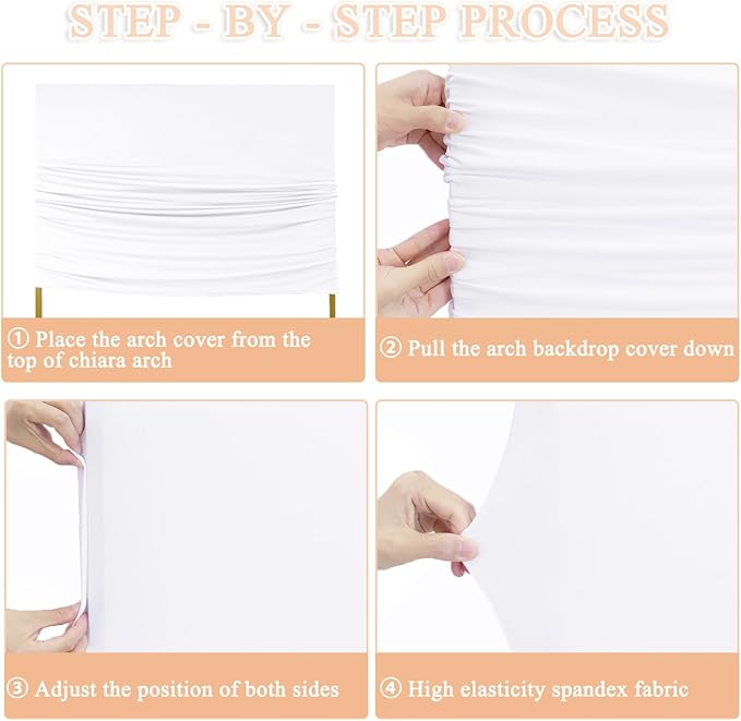 Metal Arch Backdrop Stand and White Arch Cover Set 6.6 x 6.6FT Square Wedding Backdrop Arched Stands with Balloon Arches Stand Cover for Birthday Party Baby Shower Graduation Ceremony Decor