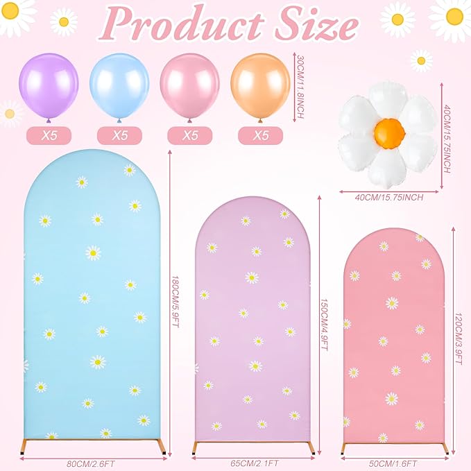 34 Pieces Pastel Balloon Arch Backdrop Cover Kit 4ft 5ft 6ft Dog Theme Blue Spandex Arch Backdrop Cover with Daisy for Spring Boho Wedding Birthday Party