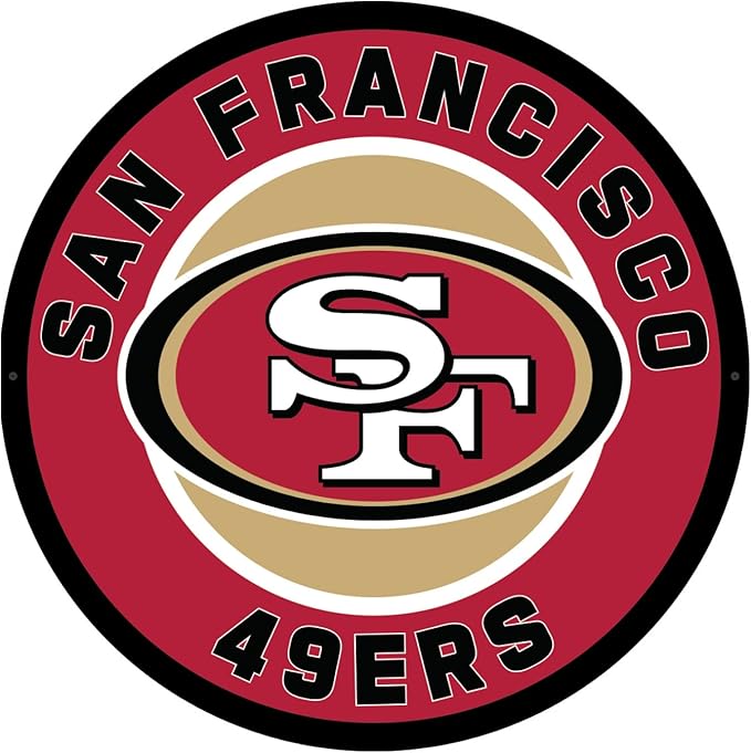 Team Sports America Evergreen NFL San Francisco 49ers | Ultra-Thin LED Light Wall Sign Decor | 23 Inch Round | Made in the USA
