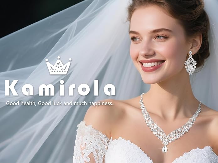 Kamirola Tiaras and Crowns for Women,Tiaras Earrings Necklace, Crystal Bridal Jewelry Set, Costume Party Halloween Prom Pageant Jewelry for Women TR80
