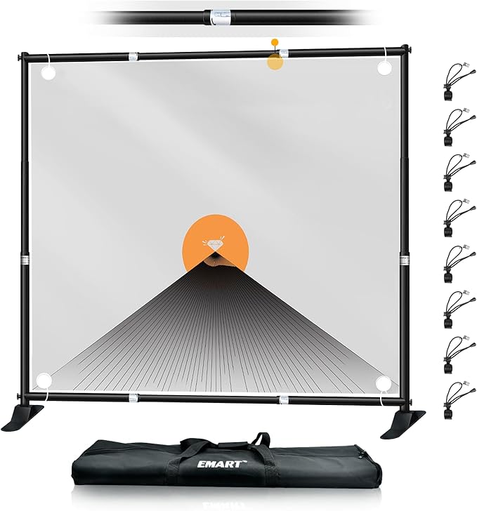 EMART 8x8 ft Heavy Duty Banner Stand Kit, Adjustable Frame for Step and Repeat Backdrops, Ideal for Photography, Trade Shows, and Photo Booths