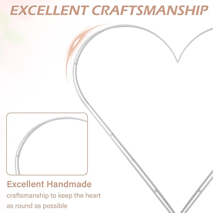 7FT Metal Heart Arch Double Heart Shaped Balloon Stand Wedding Arch for Proposal Ceremony Valentine's Day Birthday Party Baby Shower Decoration (White)