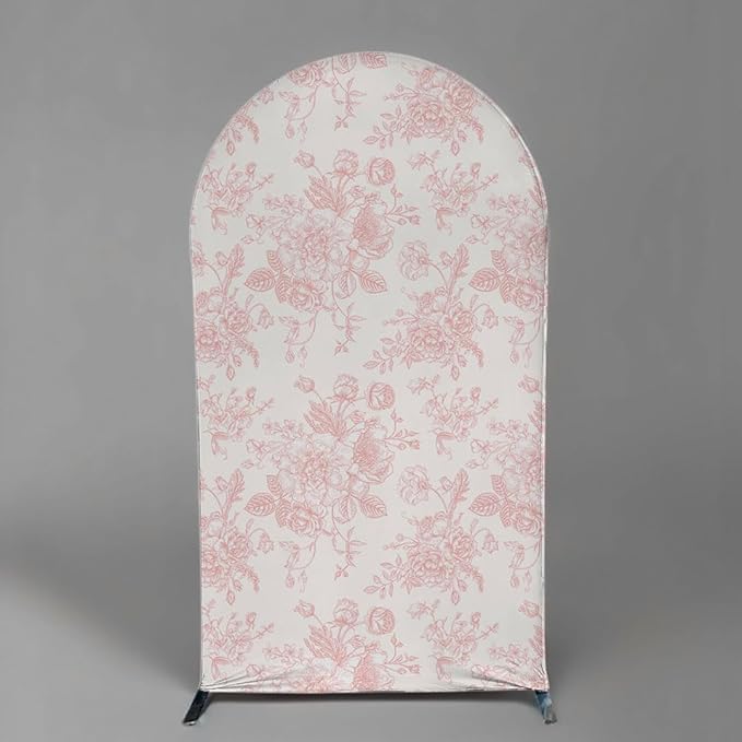 Arch Backdrop Cover Baby in Bloom Baby Shower Arch Stand Spandex Fabric Cover Blue Flowers Floral Pink Bows Girls Birthday Party Baptism Decorations (3.3X6.5ft,G-4032)