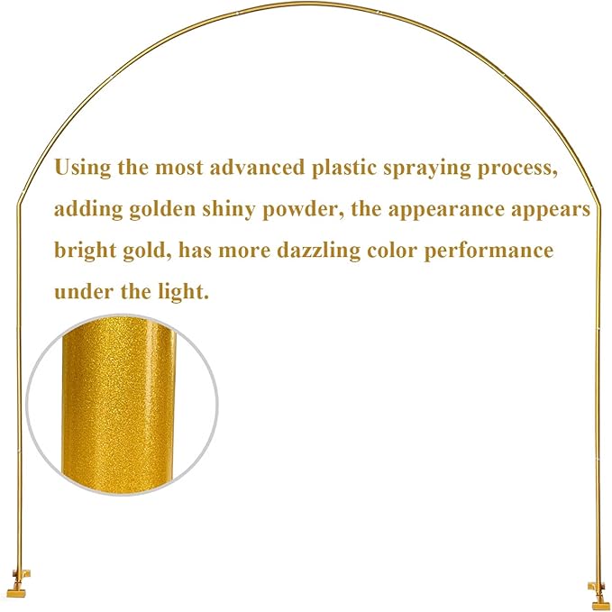 LANGXUN 7.8Ft Metal Gold Balloon Arch Kit, Semi-Circular Balloon Arch Stand with Water Bases for Wedding Bridal Baby Shower Birthday Party Supplies Decorations