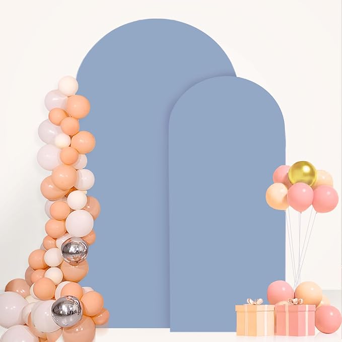 Wedding Arch Cover Set of 2 Dusty Blue Wedding Arch Cover 6FT 7.2FT Spandex Arch Cover Set for Birthday Party Boho Balloon Arch Stand Covers Set for Reception Party Metal Stand Decorations