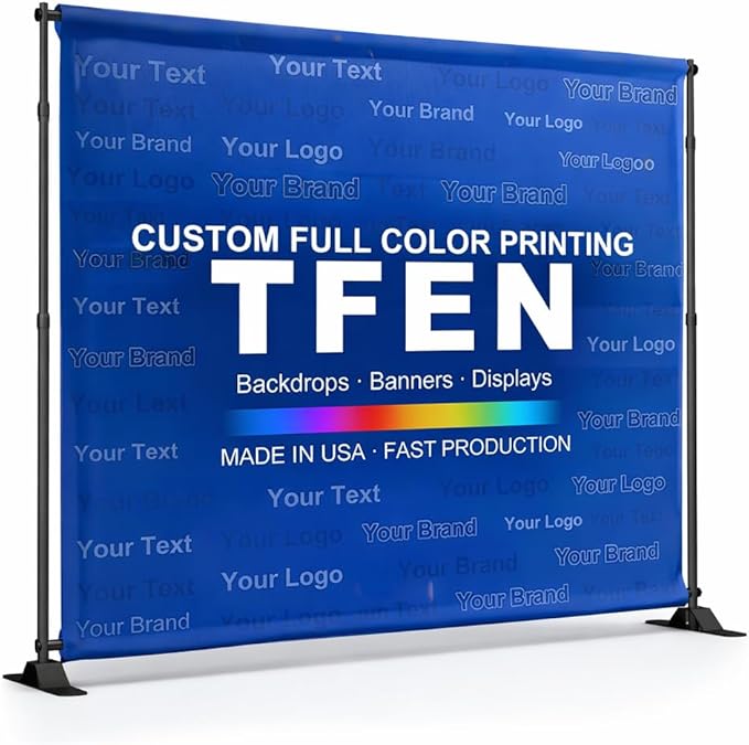 Custom Prints Personalized Banner, Back Drop, Backgrounds, Dye Sublimation, Full Color (8'X8' Banner Only)
