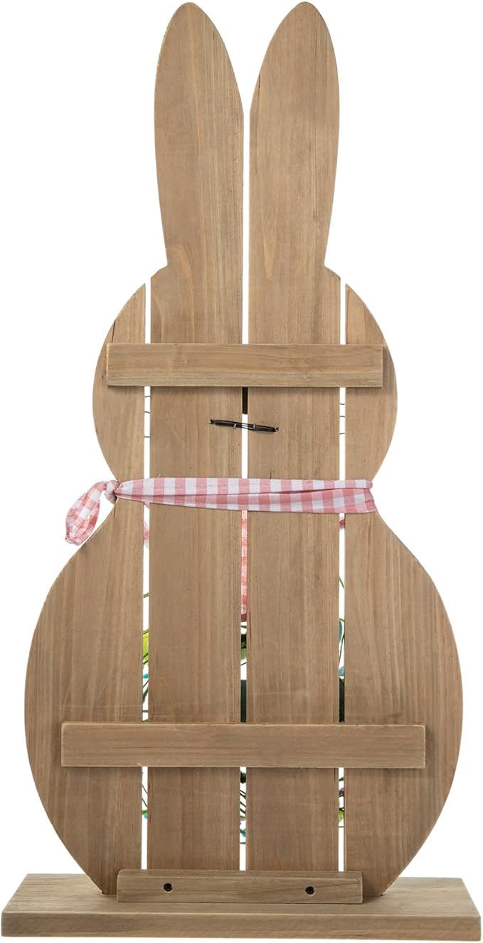 Glitzhome 30" H Easter Wooden Bunny Porch Decor，Standing Bunny Sign Decoration for Home or Yard