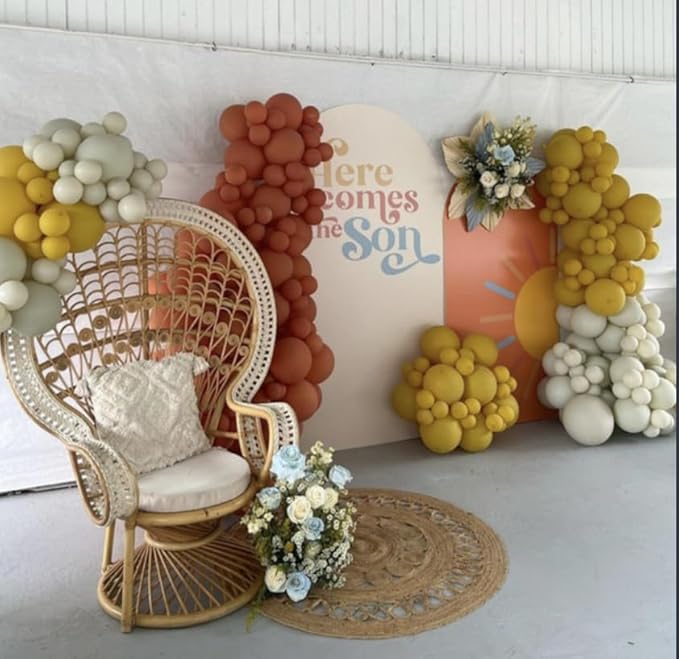 Here Comes The Son Arch Backdrop Cover First Trip Around The Sun Baby Shower Decorations Arch Spandex Cover Groovy Sunshine Birthday Party Fiesta (7.2x4ft Cover,19)