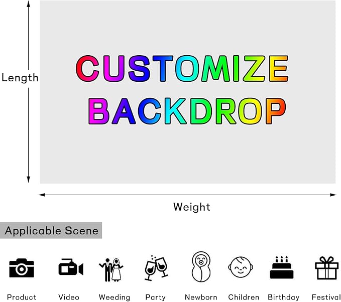 8x8ft Custom Backdrop Upload Images Personalized Backdrops Personalized Customized Design Your Own Photos Picture Text Logo Kids Birthday Baby Shower Wedding Anniversary Home Decor Custom Banner