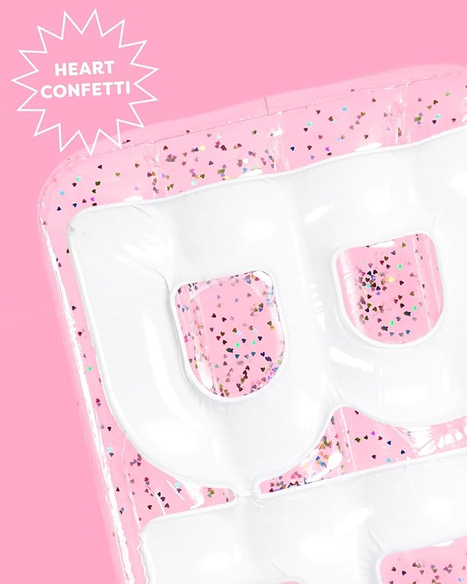 xo, Fetti Clear Bride Pool Float, Multicolor Confetti - 6 Ft. | Bachelorette Party Decorations, Beach Bridal Shower Supplies, Cute Bridal Decor