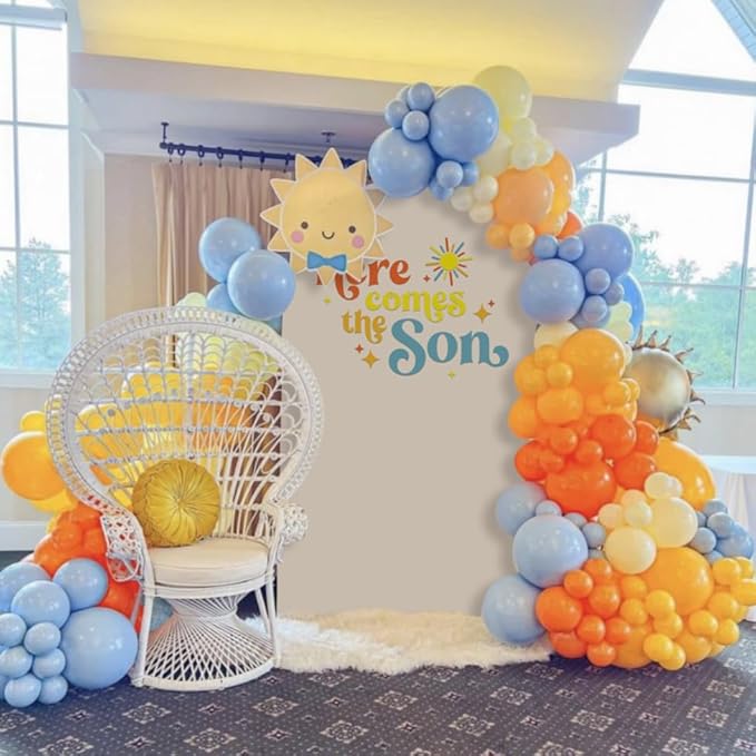 Here Comes The Son Arch Backdrop Cover First Trip Around The Sun Baby Shower Decorations Arch Spandex Cover Groovy Sunshine Birthday Party Fiesta (6x2.6ft Cover,19)